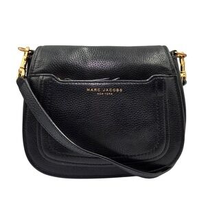Marc Jacobs Black Leather‎ Saddle Crossbody Bag Gold Tone Hardware
